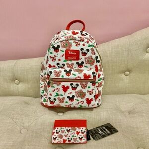 Loungefly Disney Christmas Holiday Treats Candy Backpack Card Holder Wallet New
